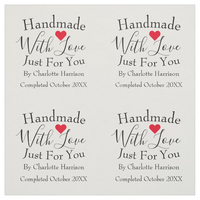 Handmade Uncut Personalised Quilt Sewing Labels Fa Fabric (Swatch)