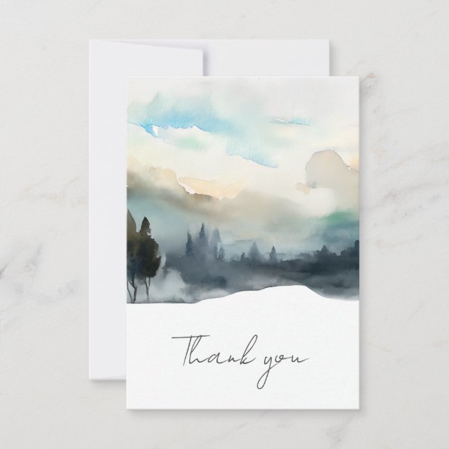 Handmade Watercolor Funeral Thank you Card (Front)