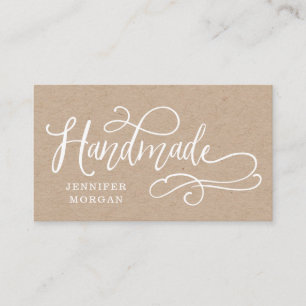handmade whimsical script kraft business card