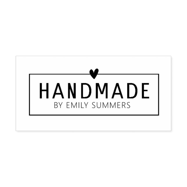 Handmade With Heart by custom name  Rubber Stamp (Imprint)