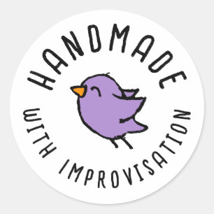 Handmade with Improvisation Cute Bird Drawing Classic Round Sticker