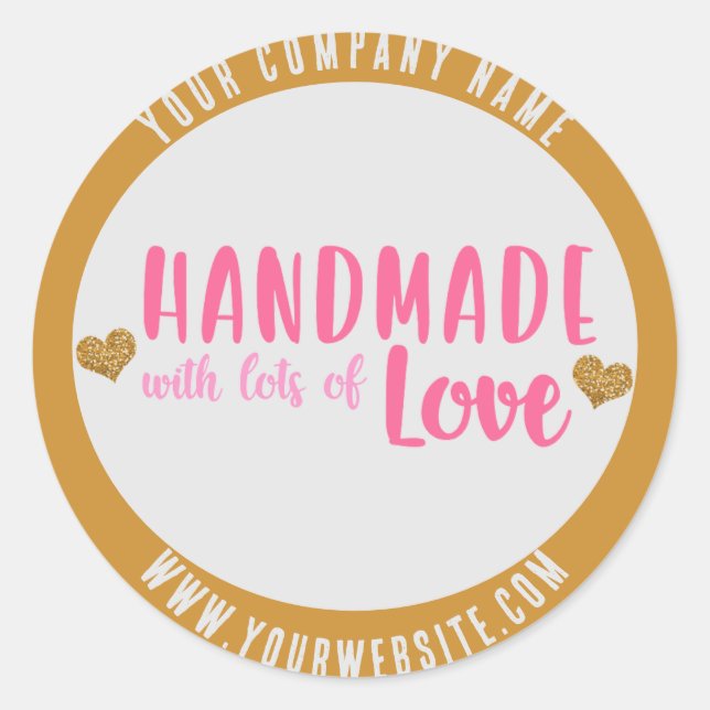 Handmade with Lots of Love Custom Business Classic Round Sticker (Front)