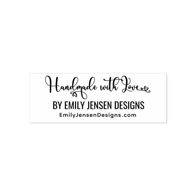 Handmade With Love #2 Business Name Website URL Self-inking Stamp (Design)