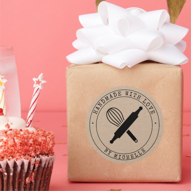 Handmade With Love baking Personalised Sticker (Party)