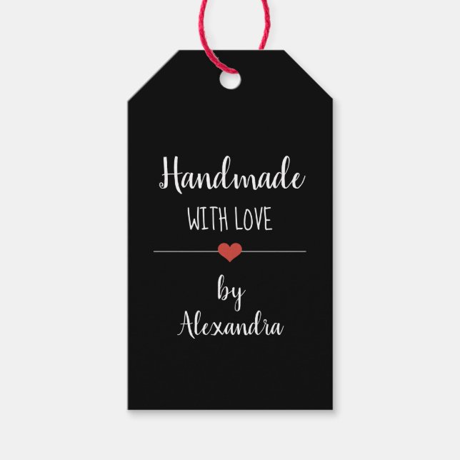 Handmade with love black gift tags (Front)