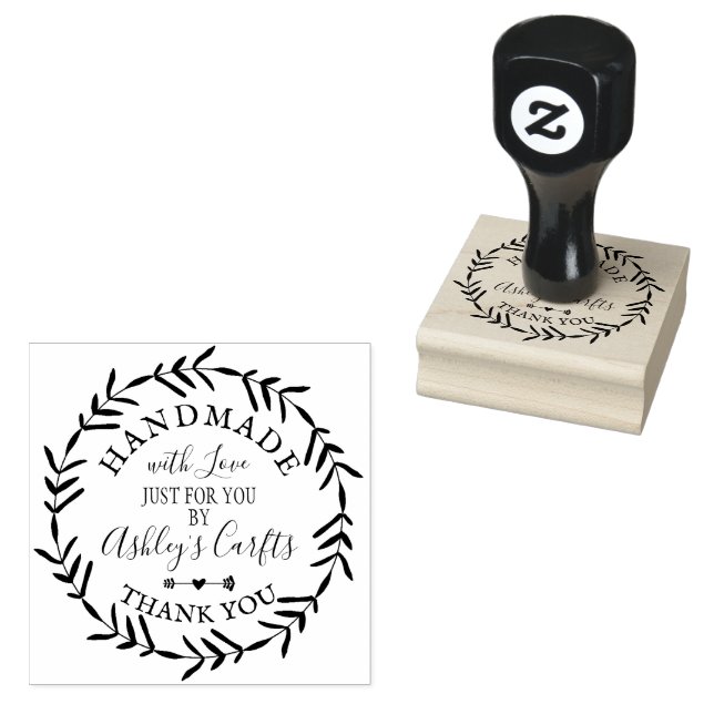 Handmade with Love boho rustic Thank you for you Rubber Stamp (Stamped)