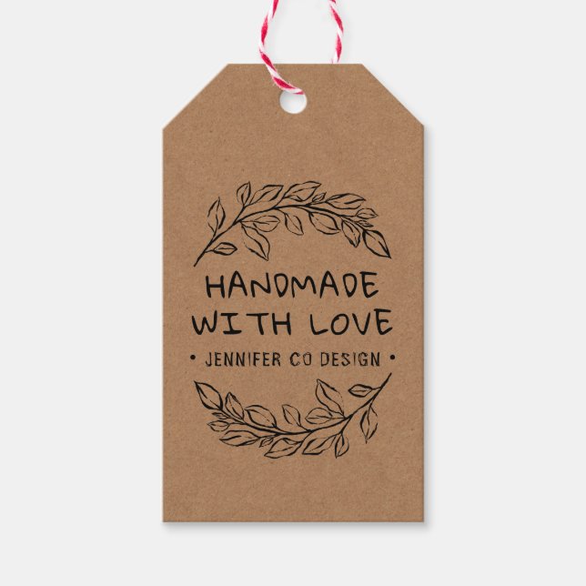 Handmade With Love  Botanical Gift Tags (Front)