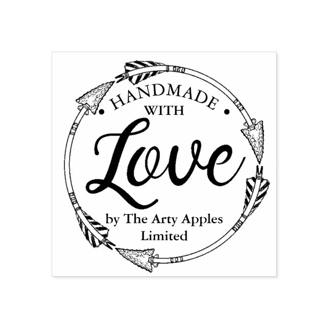 handmade with love business envelope arrow rubber stamp (Imprint)