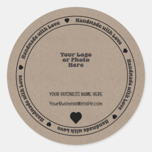 Handmade with Love Business Kraft Paper Classic Round Sticker