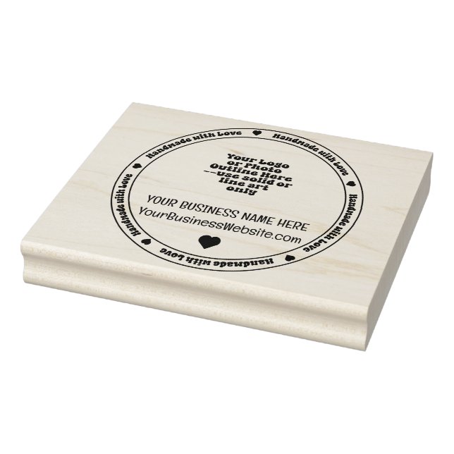 Handmade with Love Business Promo - Monochromatic Rubber Stamp (Stamp)