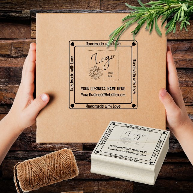 Handmade with Love Business Promo - Monochromatic Rubber Stamp ("Handmade with Love" Business and Promotional Monochromatic Rubber Stamp - Multiple Colors Available)