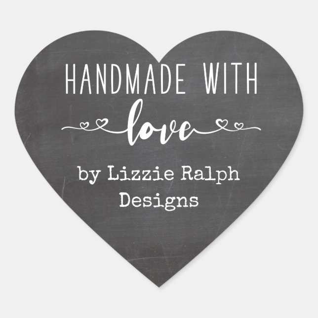 Handmade with Love by Custom Chalkboard Heart Sticker (Front)