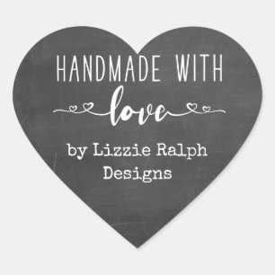 Handmade with Love by Custom Chalkboard Heart Sticker
