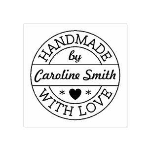 Handmade with love by custom name rubber stamp