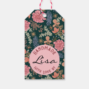 Handmade with love by Elegant floral pink rose Gift Tags