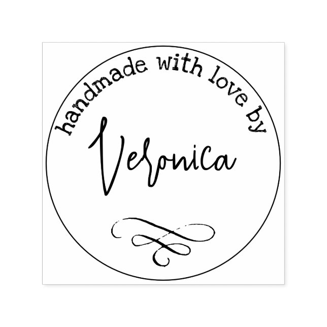 Handmade With Love By First Name Custom Self-inking Stamp (Design)