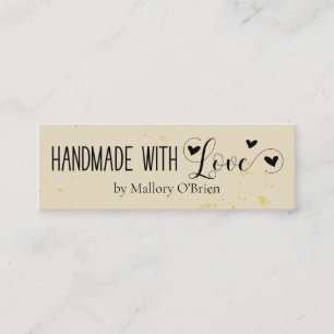 Handmade with Love Calligraphy Social Media Wheat Mini Business Card