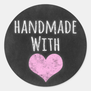 Handmade With Love Chalkboard Rustic Shabby Chic Classic Round Sticker