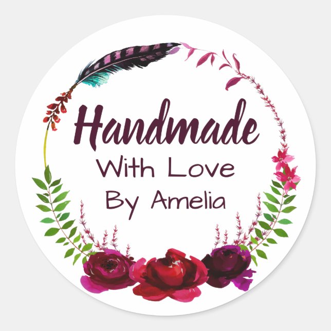 Handmade With Love Classic Round Sticker (Front)