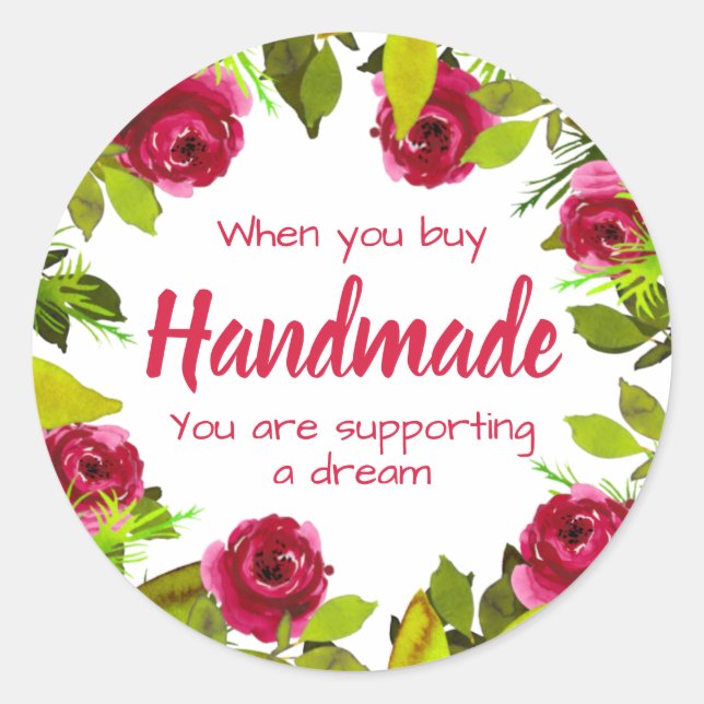 Handmade With Love Classic Round Sticker (Front)