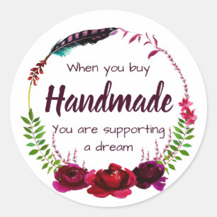 Handmade With Love Classic Round Sticker