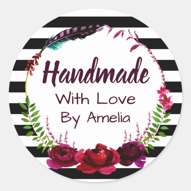 Handmade With Love Classic Round Sticker (Front)