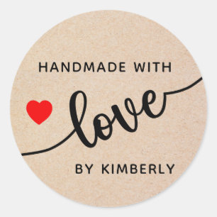 Handmade with Love Classic Round Sticker