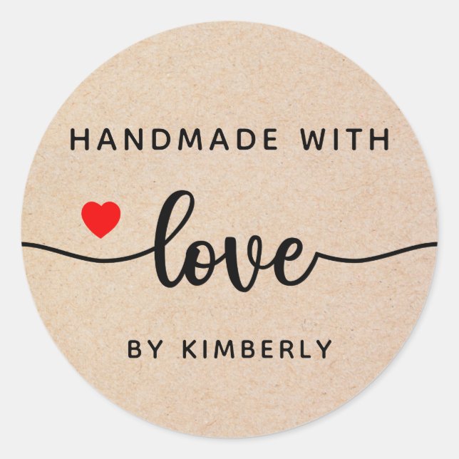 Handmade with Love Classic Round Sticker (Front)