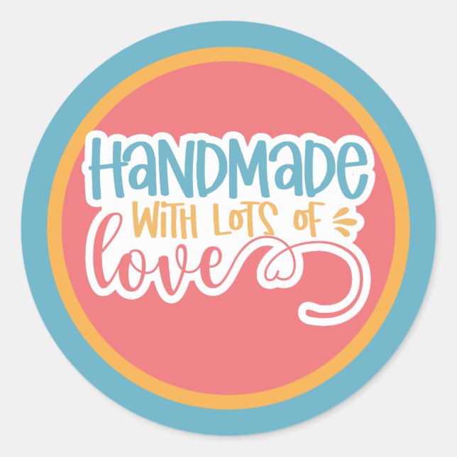 Handmade with love classic round sticker (Front)