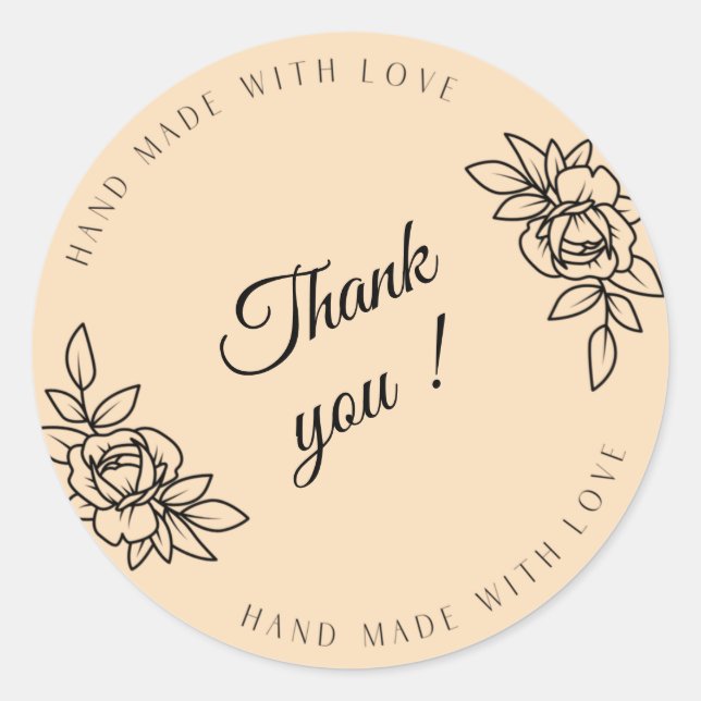 Handmade with love classic round sticker (Front)