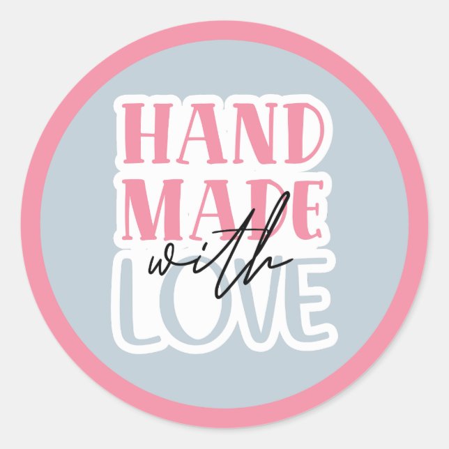 Handmade with Love Classic Round Sticker (Front)