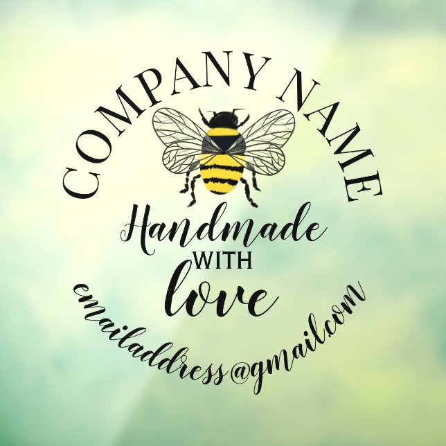 Handmade with love company name bee classic round  (Sheet 3)