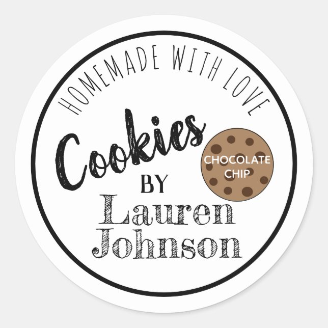 Handmade With Love Cookies Sticker Food Label (Front)