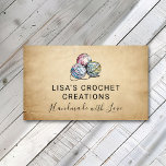 Handmade with Love Crochet Yarn Balls Small Business Card<br><div class="desc">Exclusively from designs4days,  our crochet handmade with love with yarn balls   on antique paper background design business card</div>