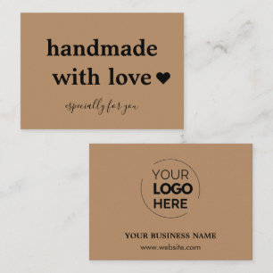 Handmade With Love   Custom Logo Brown Business Card