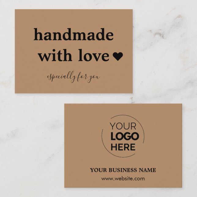 Handmade With Love | Custom Logo Brown Business Card (Front/Back)