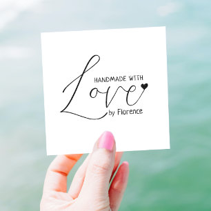 Handmade With Love, Custom Minimalist Signature Rubber Stamp
