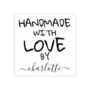 Handmade with love custom personalised typography rubber stamp
