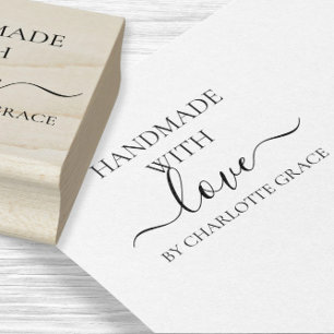 Handmade with love custom personalised typography rubber stamp