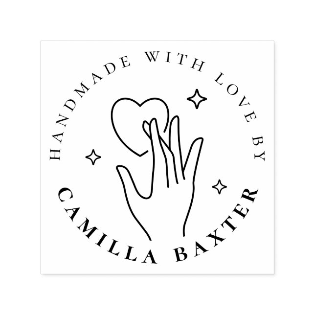 Handmade With Love | Custom Small Business Logo Self-inking Stamp (Design)