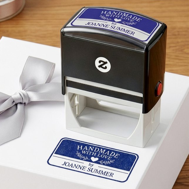 Handmade With Love Custom Small Business Packaging Self-inking Stamp (Creator Uploaded)