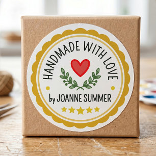 Handmade With Love - Customisable Brand Packaging Classic Round Sticker