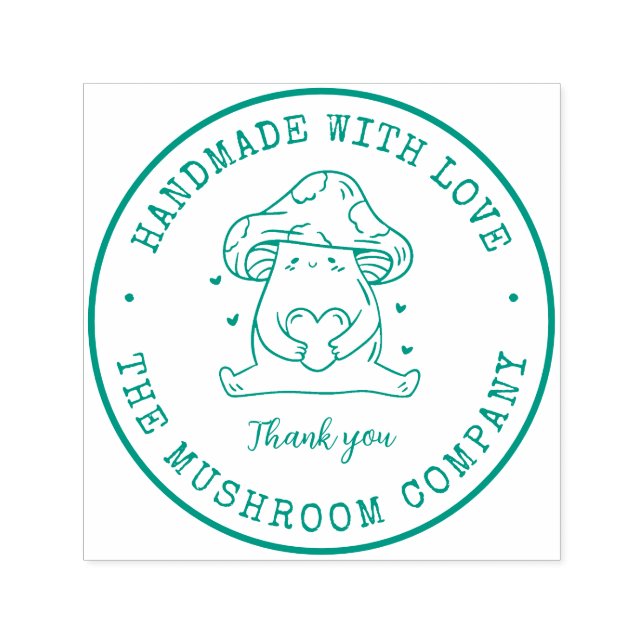 Handmade With Love Cute Mushroom Business Self-inking Stamp (Design)
