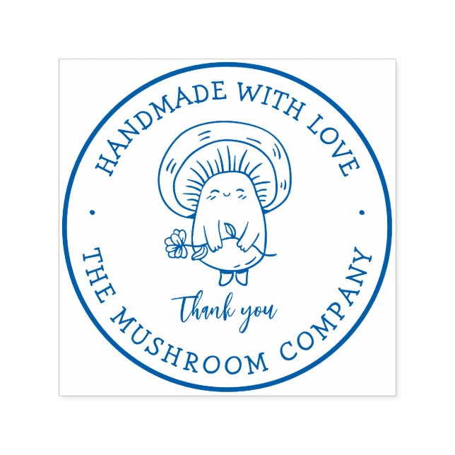 Handmade With Love Cute Mushroom Product Label Self-inking Stamp (Design)