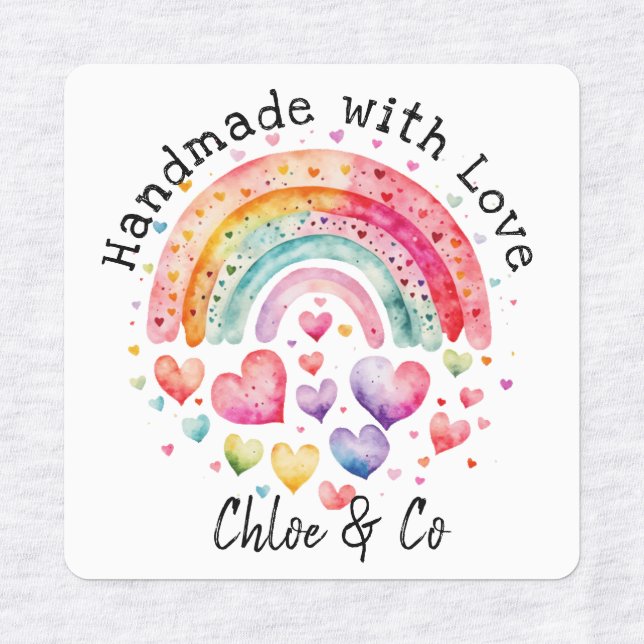 Handmade with Love Cute Rainbow & Hearts (Design 1)
