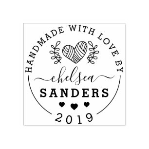 Handmade With Love Cute Rustic Script Craft Label Rubber Stamp