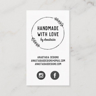 Handmade with Love Doodle Wreath Craft Business Card