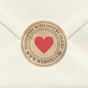 Handmade with love Elegant Kraft Paper Look Classic Round Sticker