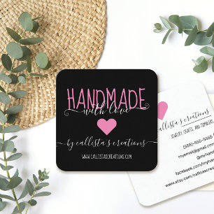 Handmade With Love Etsy Home Crafter Art Fair Square Business Card