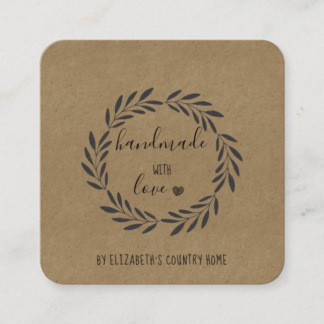 Handmade with Love Etsy Home Crafter Craft Show  Square Business Card (Front)